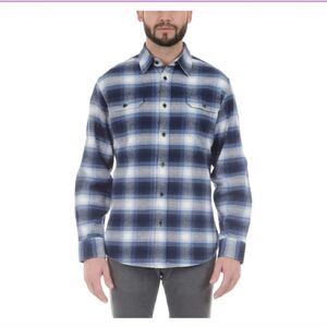 Jachs Men's Blue/White Plaid Brawny Heavyweight Flannel XL 100% Cotton